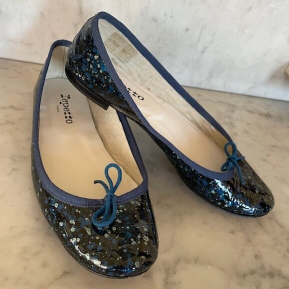 REPETTO PARIS Cendrillon AD Blue Ballet Flats Navy Tattoo 38 - Picture 1 of 17